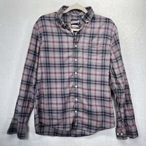 Johnnie-O Hangin' Out Button Down Shirt Mens Medium Grey Plaid Gorpcore Normcore